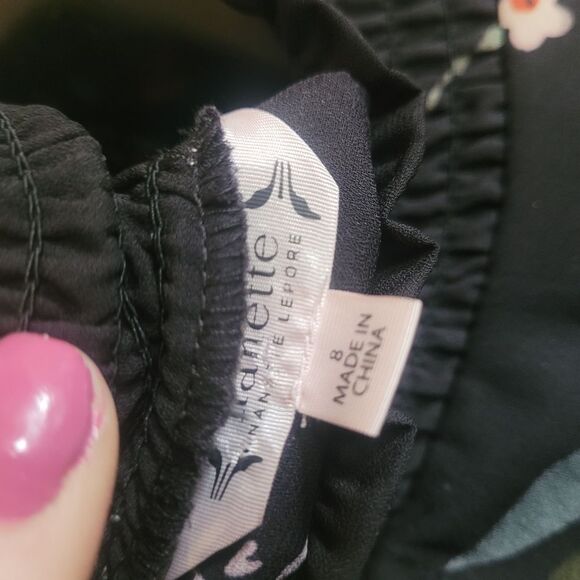 Nannette Red and Black A-line Dress with Bishop Sleeves - Picture 9 of 10